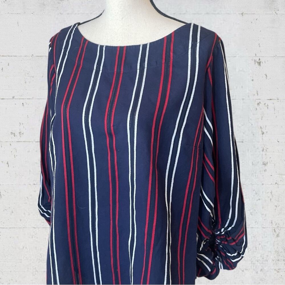 CAbi Top Womens Large Striped Flag Blouse Red White & Blue Americana Coastal - Picture 5 of 11